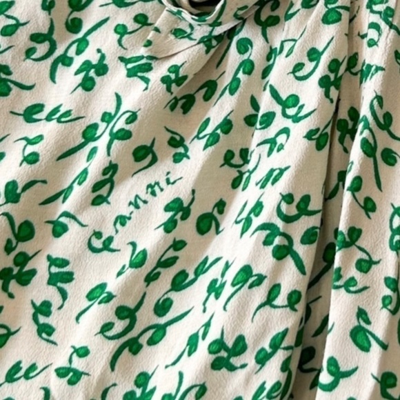 NWT Ganni Tie Front‎ Crepe Skirt, Green, Size 42 - Picture 12 of 16